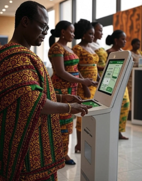 Banking Technology - Customer using digital banking terminal